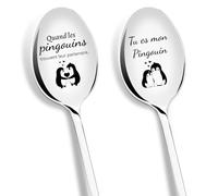 PIAKAZIQA Cadeau Saint Valentin pour Femme, Cuillère à Café avec Gravure Tu es mon Pingouin Original Cadeau de Pingouin para Amoureux Homme Mariage Cadeau d'anniversaire pour Petite Amie Copain Épouse