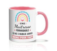 PIAKAZIQA Taza Maitresse Cadeau, Cadeau Maitresse d'école, taza Maitresse d'école Fin d'année, Personnalisé Mug Céramique Cadeaux Merci Maitresse pour Professeur Maternelle Atsem Fin d'année Scolaire