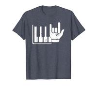 Pianista Teclado Piano Jugador Rock Jazz Instrumento Musical Camiseta, Hombre, Azul Jaspeado, S