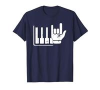 Pianista Teclado Piano Jugador Rock Jazz Instrumento Musical Camiseta, Hombre, Azul Marino, 4XL