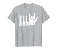 Pianista Teclado Piano Jugador Rock Jazz Instrumento Musical Camiseta, Hombre, Gris Jaspeado, 5XL