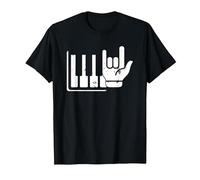 Pianista Teclado Piano Jugador Rock Jazz Instrumento Musical Camiseta, Hombre, Negro, XL