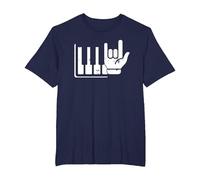 Pianista Teclado Piano Jugador Rock Jazz Instrumento Musical Camiseta, Hombre Tallas Grandes, Azul Marino, 5X Alto