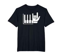 Pianista Teclado Piano Jugador Rock Jazz Instrumento Musical Camiseta, Hombre Tallas Grandes, Negro, 2X Alto
