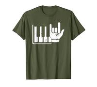 Pianista Teclado Piano Jugador Rock Jazz Instrumento Musical Camiseta, Hombre, Verde Oliva, S