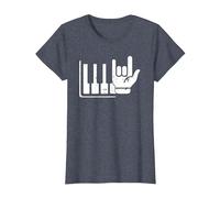 Pianista Teclado Piano Jugador Rock Jazz Instrumento Musical Camiseta, Mujer, Azul Jaspeado, XS