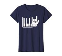 Pianista Teclado Piano Jugador Rock Jazz Instrumento Musical Camiseta, Mujer, Azul Marino, M
