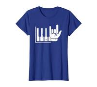 Pianista Teclado Piano Jugador Rock Jazz Instrumento Musical Camiseta, Mujer, Azul Real, L
