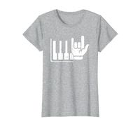 Pianista Teclado Piano Jugador Rock Jazz Instrumento Musical Camiseta, Mujer, Gris Jaspeado, XXL
