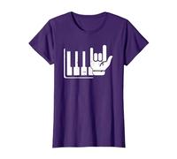 Pianista Teclado Piano Jugador Rock Jazz Instrumento Musical Camiseta, Mujer, Morado, XL