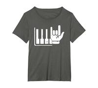 Pianista Teclado Piano Jugador Rock Jazz Instrumento Musical Camiseta, Mujer Tallas Grandes, Asfalto, 1XL Grande