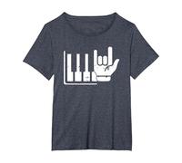 Pianista Teclado Piano Jugador Rock Jazz Instrumento Musical Camiseta, Mujer Tallas Grandes, Azul Jaspeado, 2XL Grande