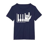 Pianista Teclado Piano Jugador Rock Jazz Instrumento Musical Camiseta, Mujer Tallas Grandes, Azul Marino, 3XL Grande
