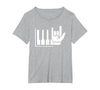 Pianista Teclado Piano Jugador Rock Jazz Instrumento Musical Camiseta, Mujer Tallas Grandes, Gris Jaspeado, 3XL Grande
