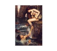 PIANK Póster de lienzo de The Siren by John William Waterhouse, arte para pared, dormitorio, oficina, habitación, regalo, sin marco, 12 x 18 pulgadas
