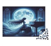 Piano a la luz de la Luna Puzzles 1000 Piezas Papel Reciclado para Adultos Puzzle para Adultos Juego Familiar Divertido Juego Educativo con desafío para Hombres y Mujeres 38x26cm/1000pcs