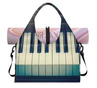 Piano Art Music Note - Bolsa de lona deportiva para mujeres y hombres, bolsa de fin de semana con compartimento para zapatos, bolsa de hombro para yoga, gimnasio, viajes, color, L, Organizador de
