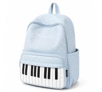 Piano Backpack for Women, Polka Dot Backpack with Keyboard Design, Cute Y2K Music Daypack for Travel, Work and Daily Use (Blue-A,Standard)