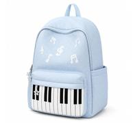 Piano Backpack for Women, Polka Dot Backpack with Keyboard Design, Cute Y2K Music Daypack for Travel, Work and Daily Use (Blue-B,Standard)