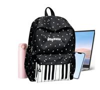 Piano Backpack - Kids Aesthetic Piano Print Large Capacity Lightweight Bag