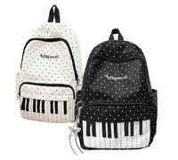 Piano Backpack, Polka Dot Backpack With Whimsical Design, Cute Daypack For School Students And Daily Carry (2 Pcs)