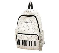 Piano Backpack, Polka Dot Backpack With Whimsical Design, Cute Daypack For School Students And Daily Carry (White)
