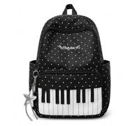 Piano Backpack Polka Dot Backpack Y2k Bookbag Medium Daypack (Black)