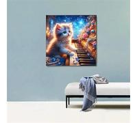 Piano Cat Night Jigsaw Puzzle 1000 Pieces 65x65cm/26x26inch, Difficult Jigsaw Puzzles for Adults 1000, Beautiful Art Work, Great Festive Puzzle Gift for Men/Women