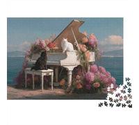 Piano con Gatos Puzzle 1000p para Adultos Tiempo Libre Decoración del Hogar Mejor Valorados Decoración De Pared Cartón Grueso 70x50cm/1000pcs