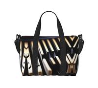 Piano con notas musicales - Bolsa deportiva versátil para gimnasio, acompañante para tus viajes y rutinas de fitness, color negro, talla única, Black, Talla única