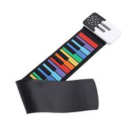 Piano con Teclado Enrollable de 49 Teclas, Teclado de Piano Plegable Eléctrico Digital Portátil, Piano Portátil Colorido con 8 Tonos, 6 Canciones de Demostración, Altavoz