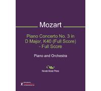 Piano Concerto No. 3 in D Major, K40 (Full Score) - Full Score Sheet Music (Piano and Orchestra)