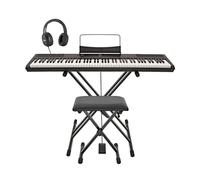 Piano de Escenario SDP-2 de Gear4music + Soporte Pedal y Auriculares | Mecanismo Contrapesado de 88 Teclas Completo, Altavoces Estéreo Integrados y Salida de Auriculares, 8 Voces, Soporte Incluido
