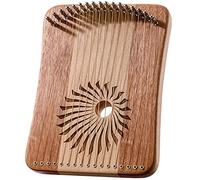Piano de pulgar de 17 cuerdas, instrumento musical de madera for principiantes, arpa de lira portátil con llave de afinación, cuerdas adicionales y bolsa de arpillera(Beech+Rosewood)