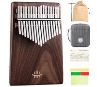 Piano de pulgar de 17 teclas, Kalimba de nogal negro, Mbira con libro de música, martillo de afinación, paño de limpieza y exquisita bolsa de piano, piano de dedo portátil for principiantes