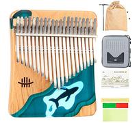 Piano de pulgar de 21 teclas, Kalimba con diseño de ballena azul océano, instrumento musical con martillo de afinación, estuche de almacenamiento y libro de canciones, regalo for principiantes