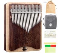 Piano de pulgar de 21 teclas, Kalimba de nogal negro y arce con instrucciones de estudio, martillo de afinación, paño de limpieza y estuche, piano de dedo portátil Mbira for principiantes.