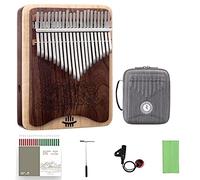 Piano de pulgar de 21 teclas, Kalimba musical de nogal negro y arce, piano de dedo portátil Mbira con instrucciones de estudio, pastilla, martillo de afinación, paño de limpieza y estuche de almacenam