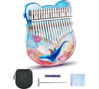 Piano de pulgar de cristal Kalimba de 21 teclas, Kalimba de cristal de 17 teclas, regalo sical, acrílico transparente, tono C con bolsa de EVA, pegatinas, martillo de afinación, paño de limp