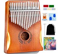 Piano de pulgar Kalimba 17 teclas, piano de dedo Mbira portátil con estuche protector, cancionero de aprendizaje rápido, martillo de afinación, kit todo en uno（17 teclas, naturales）
