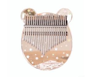 Piano de pulgar Kalimba de 17 teclas para principiantes, instrumento de dedo acrílico con martillo de afinación y bolsa, diseño redondo, transparente, 5 x 4.3 pulgadas