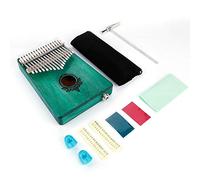Piano de pulgar Kalimba de 17 teclas, piano de dedo portátil con pastilla incorporada, cuerpo de madera de caoba para un sonido claro, incluye martillo de afinación y bolsa de (Verde)