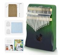 Piano de pulgar Kalimba de 17 teclas, piano portátil con martillo de afinación y guía de estudio, madera premium, regalo musical único para adultos, niños y principiantes, luna Cat-D