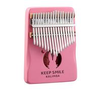 Piano de pulgar Kalimba - Serie Animal, diseño de caja hueca, teclado de piano de dedos de madera de caoba de 17/21 teclas, ideal for principiantes, niños y adultos(Pink,17Key)
