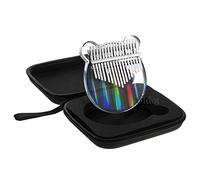 Piano de pulgar Kalimba transparente arcoíris con forma de oso de 17 teclas, cuerpo transparente, lindo cristal acrílico Kalimba con funda rígida, regalos con martillo de afinación