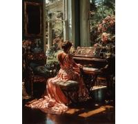 Piano Diamond Painting, Mujer 5D Diamond Painting Adultos, DIY Kit Manualidades Adultos, DIY Punto de Cruz Cuadro Diamante, Primavera Regalo, Pintura de Diamante Kits, Home Decoration 100x135cm 5-6296