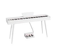 Piano digital con 88 teclas contrapesadas con acción de martillo, compatible con USB-MIDI y auriculares duales, piano electrónico for principiantes, profesional, con atril y pedal triple.(White)