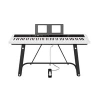 Piano digital con 88 teclas contrapesadas con acción de martillo, compatible con USB-MIDI y salida for auriculares duales. Incluye atril y pedal de sustain.(White)