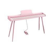 Piano digital de 88 teclas con sensibilidad a la velocidad, piano eléctrico for principiantes y profesionales. Compatible con USB-MIDI, pedal de sostenido y atril.(Pink)