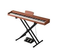 Piano digital de 88 teclas for principiantes, con teclas sensibles a la velocidad, portátil, con soporte, pedal triple, funda de transporte y partitura.(Brown)